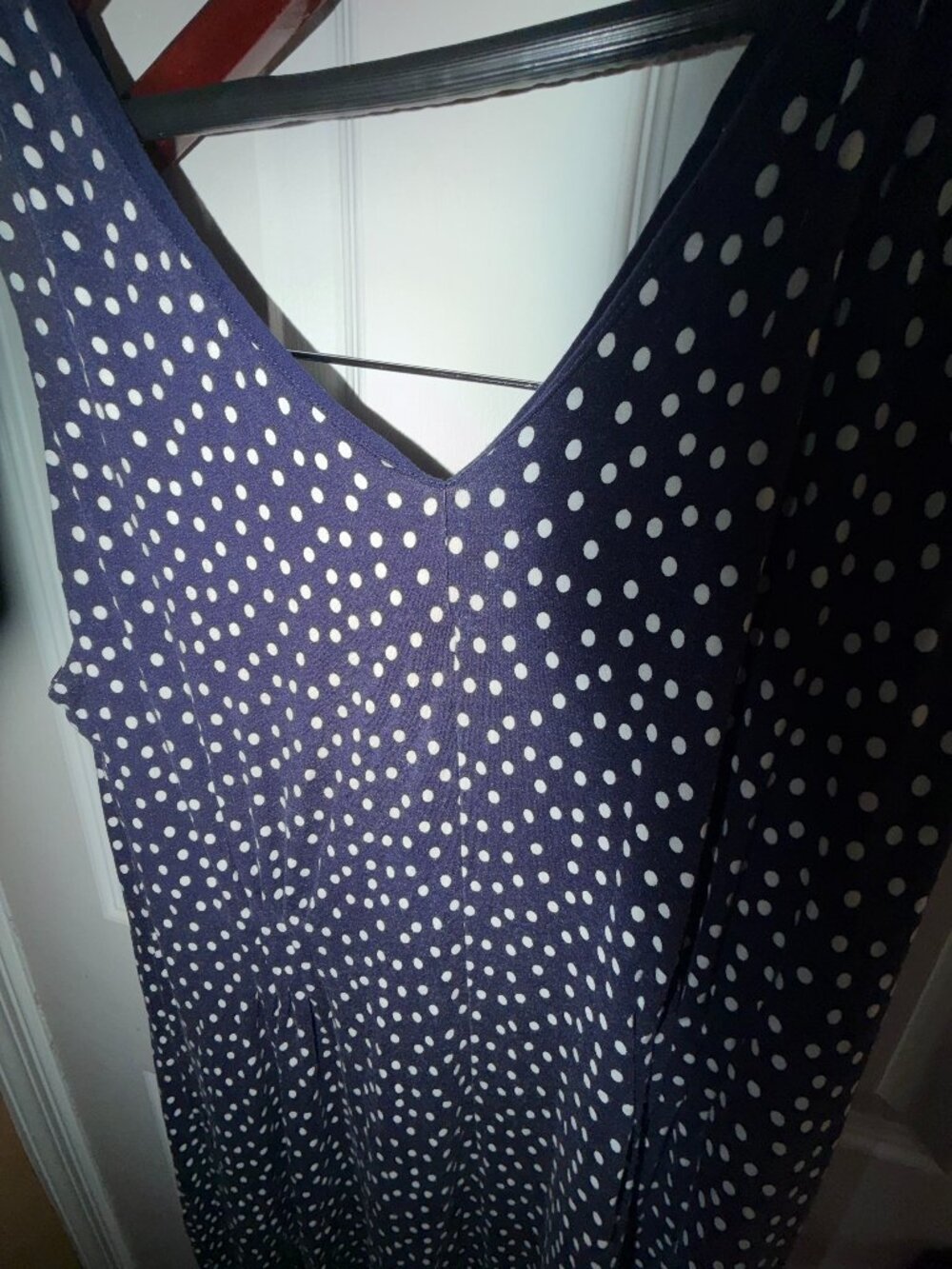 Coldwater Creek “No Dot About It” Dress | Navy Polka Dot Midi Maxi Dress - Picture 2 of 5